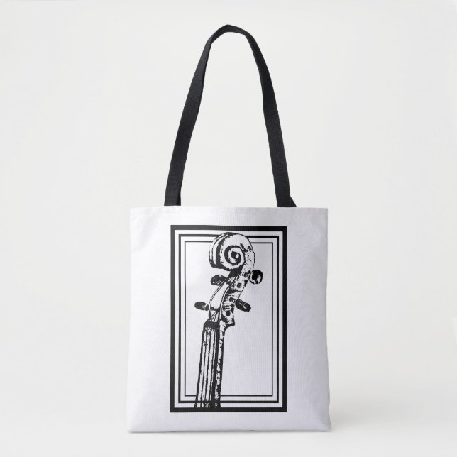 Tote Bag Flèche violon noir et blanc avec traits noirs (Devant)