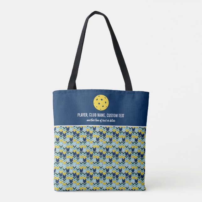 Tote Bag Flèches bleues amusantes Imprimer Pickleball perso (Dos)