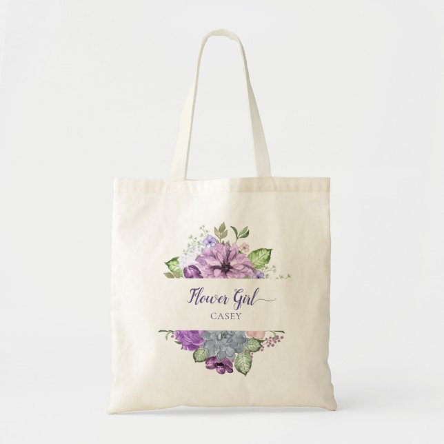 Tote Bag Fleur à fleurs d'aquarelle ultra violette Fourre-t (Devant)