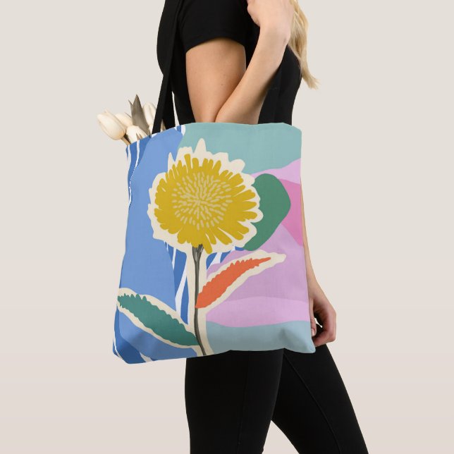 Tote Bag Fleur abstraite Dandelion Blocs de couleur Moderne (De près)