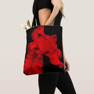 Tote Bag Fleur Abstraite Iris rouge à chaud