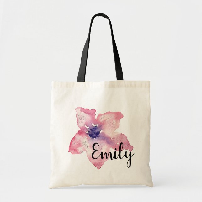 Tote Bag Fleur aquarelle (Devant)