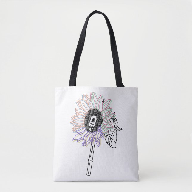Tote Bag Fleur Arc-en-ciel Art Funky (Devant)