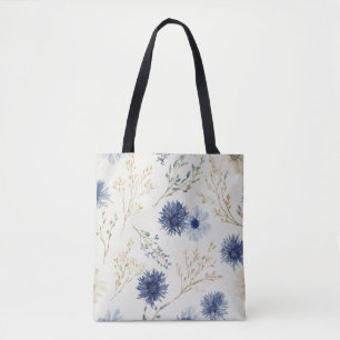 Tote Bag Fleur Bleu Blanc 