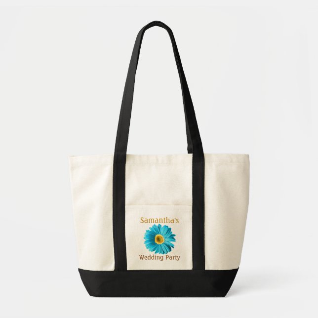 Tote Bag Fleur bleu marguerite personnalisable (Devant)