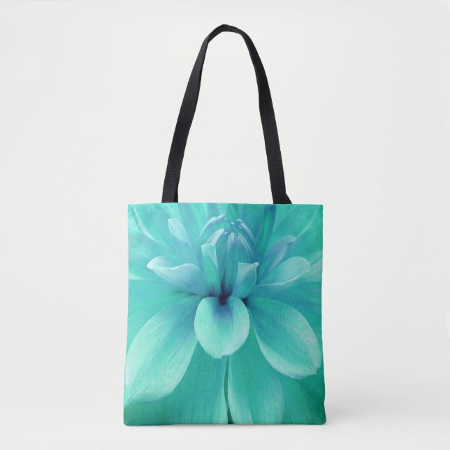 Tote Bag Fleur bleu sarcelle (Devant)