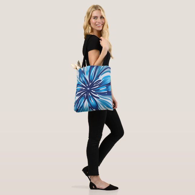 Tote Bag Fleur bleue Abstraite Art déco (Sur le modèle)