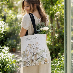 Tote Bag Fleur Botanique Florale Aquarelle Boho Lunaria Per