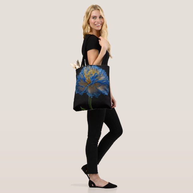 Tote Bag Fleur Carnation Bleue Et Jaune, (Sur le modèle)