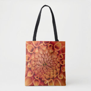 Tote Bag Fleur Centre Orange Dahlia