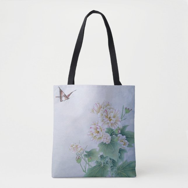 Tote Bag Fleur chinoise avec papillon (Devant)