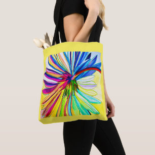 Tote Bag Fleur colorée de la gerbère arc-en-ciel