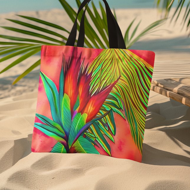 Tote Bag Fleur colorée d'oiseau de paradis (This beautiful Bird of Paradise beach bag is perfect for a day of fun in the sun.)