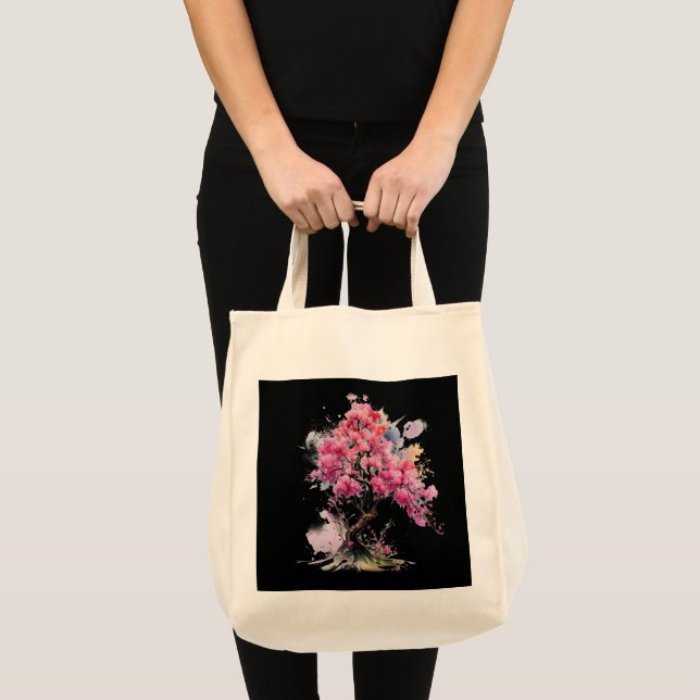 Tote Bag Fleur complète Sakura Cherry Blossom Arbre Aquarel (Devant (produit))