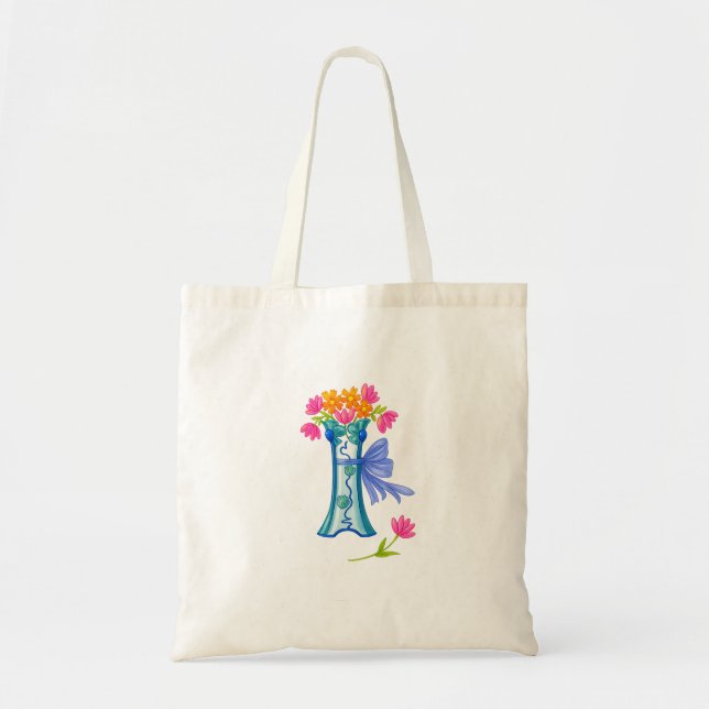 Tote Bag fleur couleur d'eau (Devant)