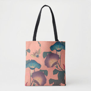 Tote Bag Fleur d'abeille rose classique Hokusai Art
