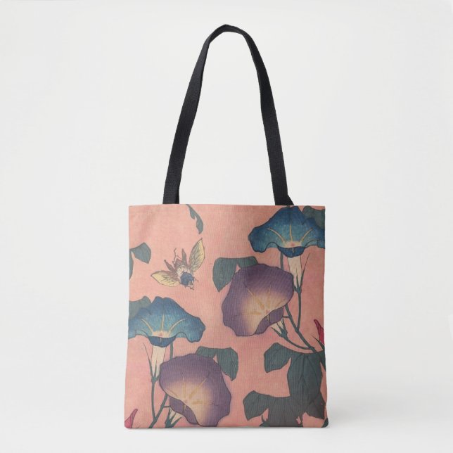 Tote Bag Fleur d'abeille rose classique Hokusai Art (Devant)