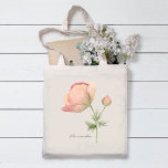 Tote Bag Fleur d'anémone simple aquarelle avec nom<br><div class="desc">Une belle fourre-tout botanique avec une simple tige de fleur d'anémone aquarelle en pêche pastel. Personnalisez ce fourre-tout avec votre nom,  monogramme ou autre texte désiré. Il fait un merveilleux cadeau pour les demoiselles d'honneur,  les amis,  la famille ou les collègues.</div>