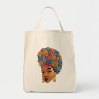 Tote Bag Fleur dans les cheveux fille afro-américaine