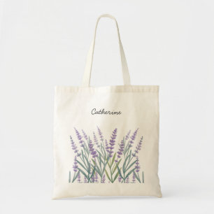 Tote Bag Fleur d'aquarelle lavande pourpre