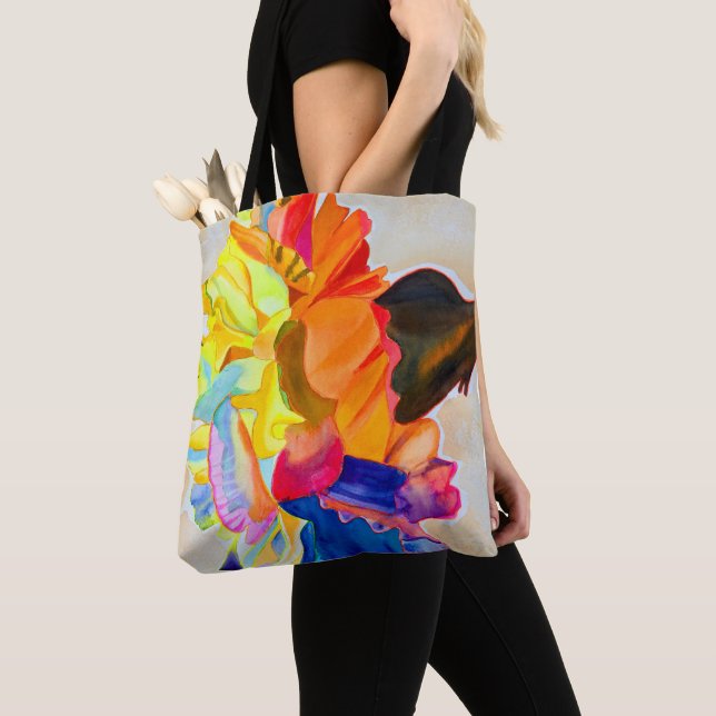 Tote Bag Fleur d'aquarelle Neon Carnation (De près)