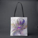 Tote Bag Fleur d'art Abstrait, énergique et coloré<br><div class="desc">Une puissante fleur d'imaginaire multicolore,  un art fractal floral unique. Conception pour votre sac fourre-tout d'épaule et plus.</div>