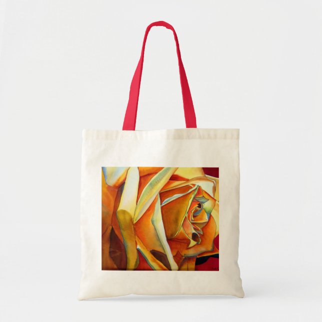 Tote Bag Fleur d'art d'aquarelle rose jaune (Devant)