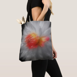 Tote Bag Fleur d'art de dahlia rouge