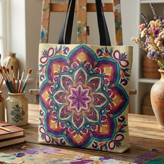 Tote Bag Fleur d'art populaire Boho (Créateur téléchargé)