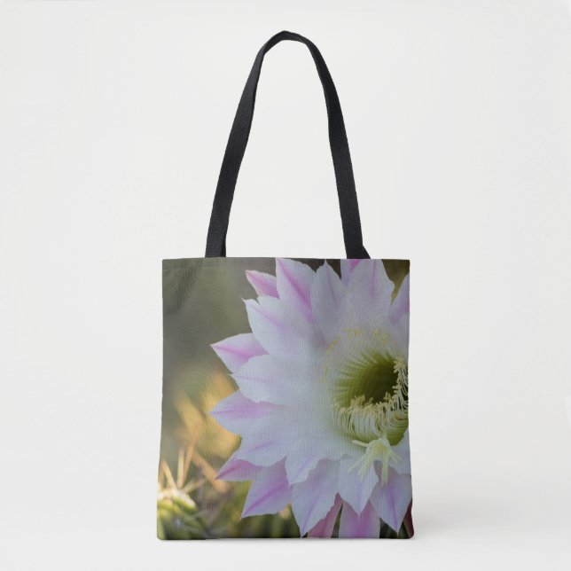 Tote Bag Fleur de cactus violet et blanc (Devant)