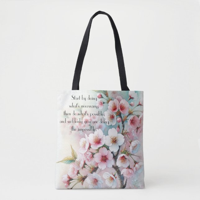 Tote Bag Fleur de cerisier & citation (Devant)