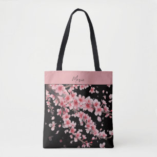 Tote Bag Fleur de cerisier japonais rose blanc