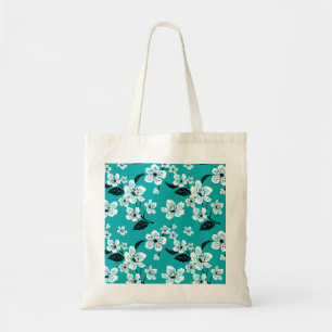 TOTE BAG FLEUR DE CERISIER - SAKURA (BLEU VERT)