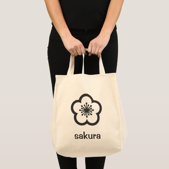 Tote Bag Fleur de cerisier Sakura noire douce  (Devant (produit))