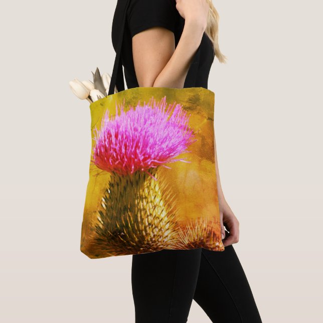 Tote Bag Fleur de chardon violet gros plan (De près)