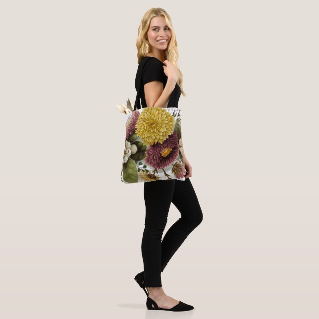 Tote Bag Fleur de chrysanthème mère florale (Sur le modèle)