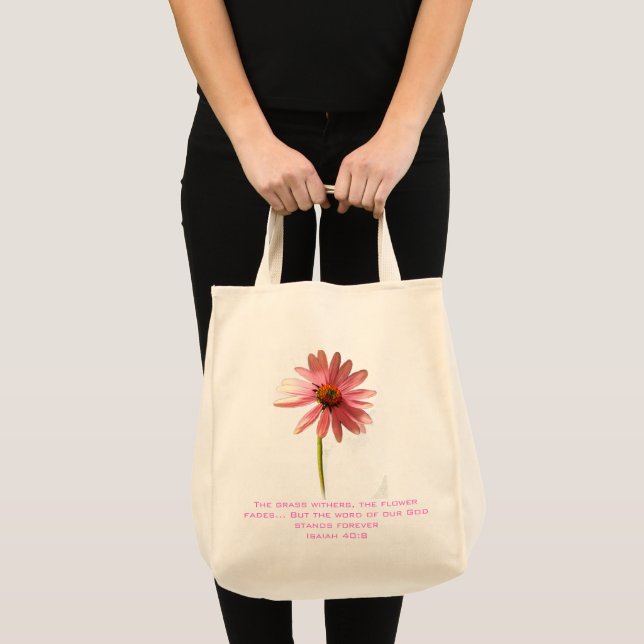 Tote Bag Fleur de cône rose L'herbe se flétrit mais (Devant (produit))