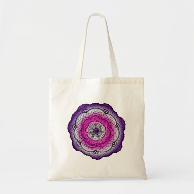 Tote Bag Fleur De Doodle Rose Et Violet (Devant)