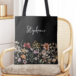 Tote Bag Fleur de Floral Joliment Fleurie à Motif Aquarelle