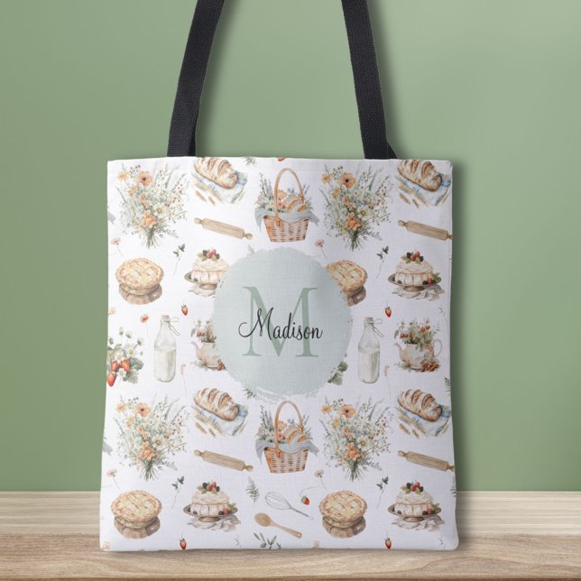 Tote Bag Fleur de Fraise de Campagne Monogrammée Fantaisist (In situ)