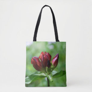 Tote Bag Fleur de gentiane rouge en fleurs