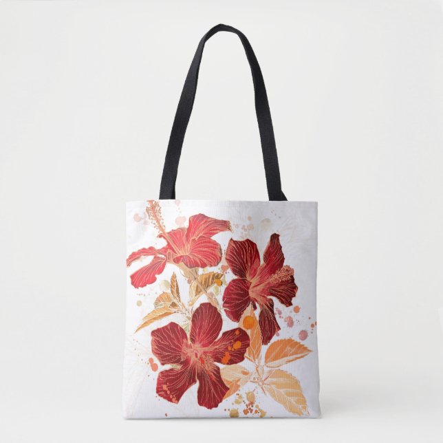 Tote Bag Fleur de ketmie - peinture 2 d'aquarelle (Devant)