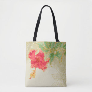 Tote Bag Fleur de ketmie sur l'arrière - plan modifié la