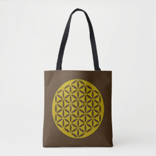 Tote Bag Fleur de la vie / Blume des Lebens - or pointu