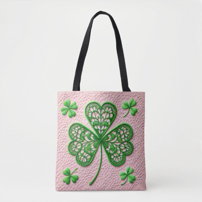 Tote Bag Fleur de lacets coquette trèfle Saint-Patrick  (Devant)
