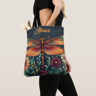 Tote Bag Fleur de libellule vibrante Fleur des nuances oran