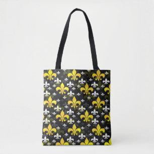 Tote Bag Fleur De Lis Blanc Jaune
