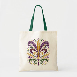 Tote Bag Fleur de lis jaune et vert violet