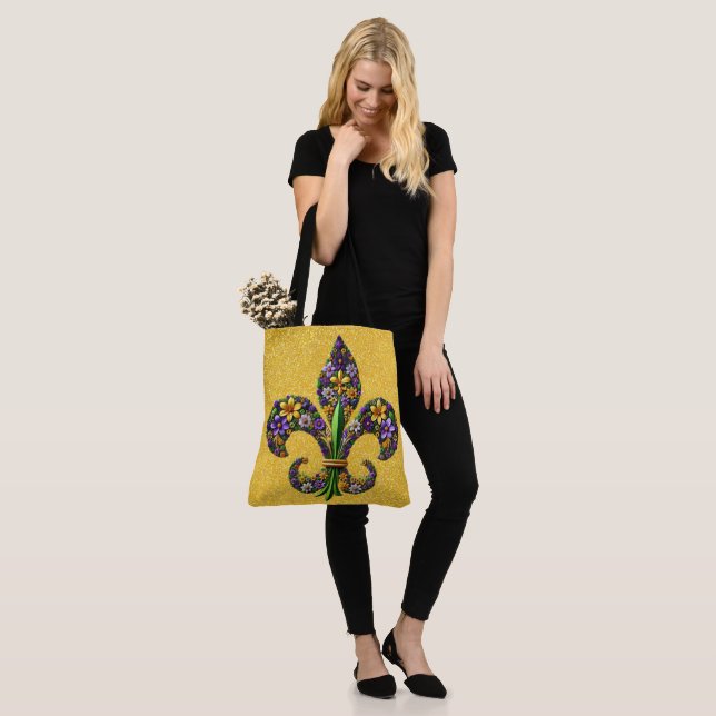 Tote Bag Fleur de lis Mardi Gras floral (Sur le modèle)