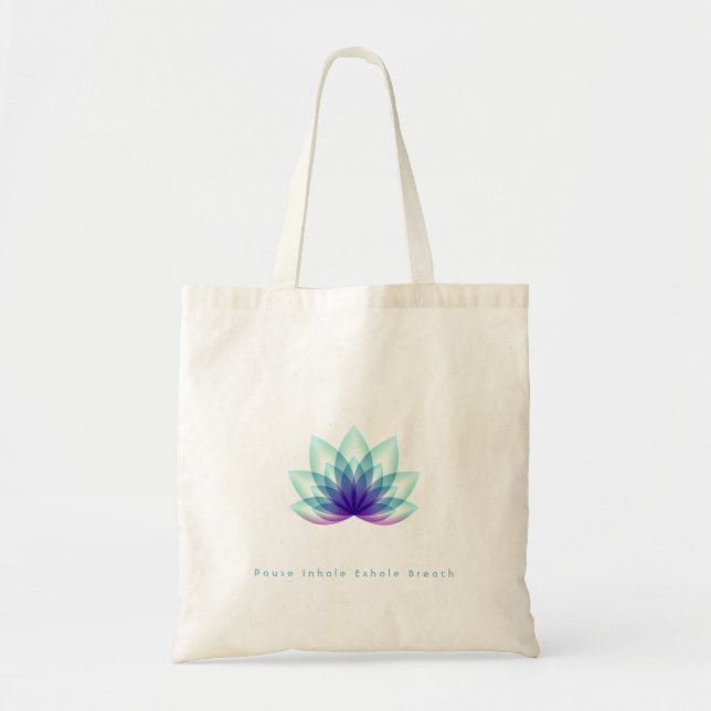 Tote Bag Fleur de Lotus Bleu Vert (Devant)
